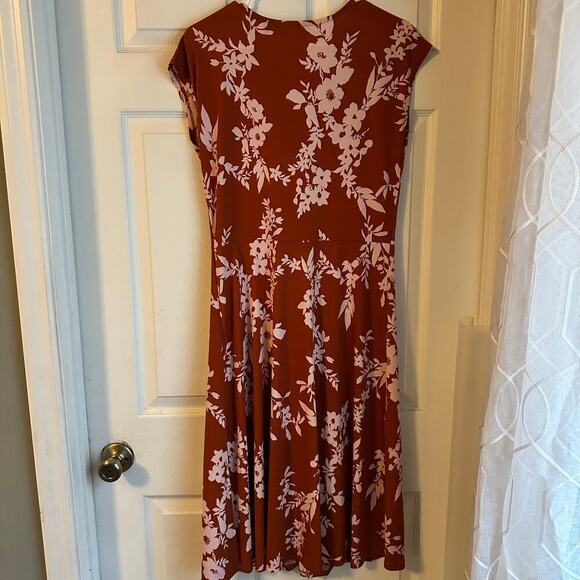 Iman Burnt Orange White Floral Casual Dress Women’s Size Small - Picture 2 of 6